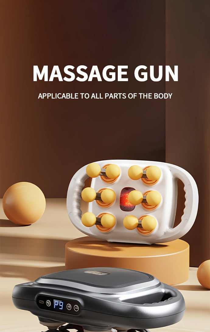 Fascia Gun Deep Tissue Percussion Massager with 9 High-Frequency Modes & Multiple Massage Heads, USB Rechargeable 2000mAh, Targets Legs, Waist, Back & Hips, Fitness Recovery Gift for Men & Women
