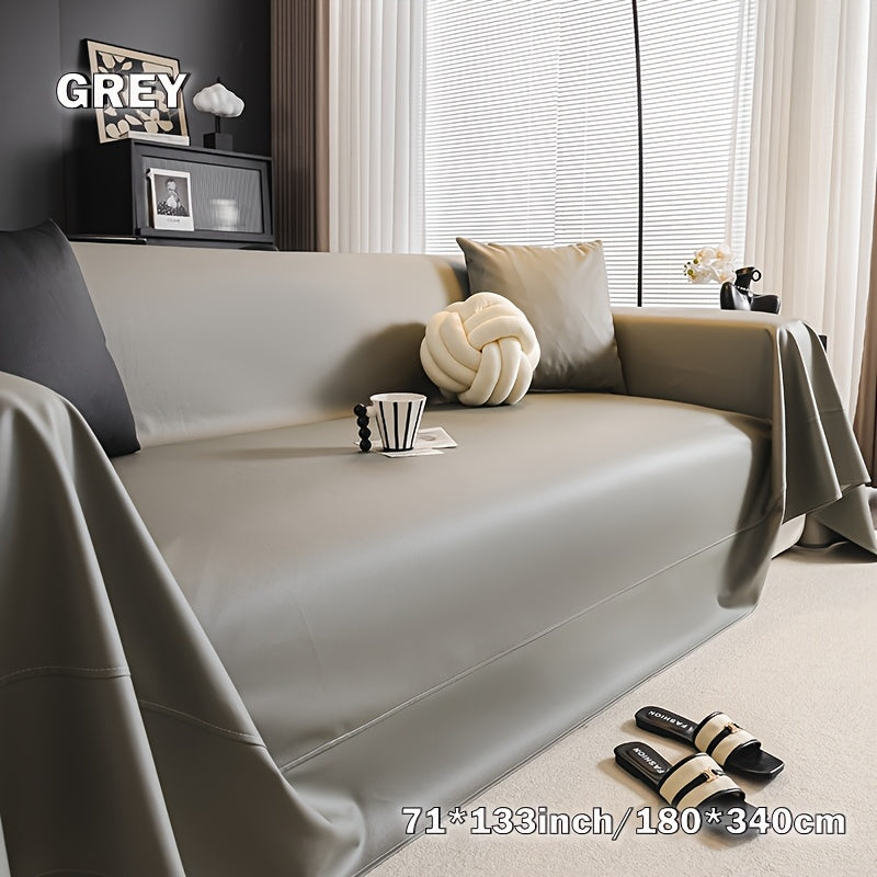 Faux Leather Sofa Cover Universal Anti-Slip Pet Friendly Machine Washable Couch Slipcover All Season Light Grey Coffee Black 3 Sizes