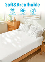 Waterproof Mattress Protector Ultra Soft Noiseless PU Liner – 18" Deep Pocket Fitted Mattress Cover for Twin Full Queen King, Machine Washable White Bed Protector
