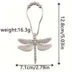Dragonfly Shower Curtain Hooks Set of 12 – Decorative Metal Anti-Rust Spring Insect Theme Ball Sliding Easy Install Bathroom Rings, Silver or Black