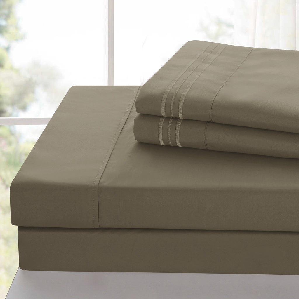 Brushed Microfiber Bed Sheet Set 6 Piece with Embroidered Pillowcases - Hotel Luxury Deep Pocket 16 Inch, Soft Breathable All Season, 24 Colors, Twin Twin XL Full Queen King Cal King