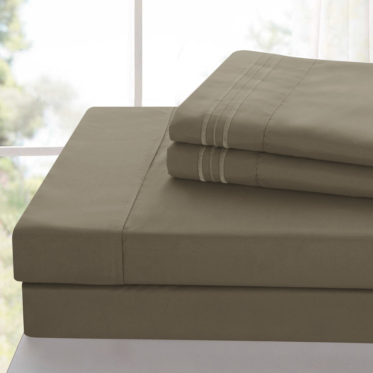 Brushed Microfiber Bed Sheet Set 6 Piece with Embroidered Pillowcases - Hotel Luxury Deep Pocket 16 Inch, Soft Breathable All Season, 24 Colors, Twin Twin XL Full Queen King Cal King