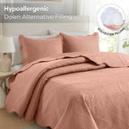 Luxury Quilted Bedspread Set 3 Piece Floral Coverlet with Pillow Shams Breathable Lightweight All Season - Twin Queen King California King 16 Colors