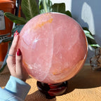 Rose Quartz Crystal Ball – Natural Pink Quartz Sphere Polished for Tabletop Display, Collector Mineral Specimen, Healing Crystal Home Decor Gift for Valentine's Day, Christmas & Easter