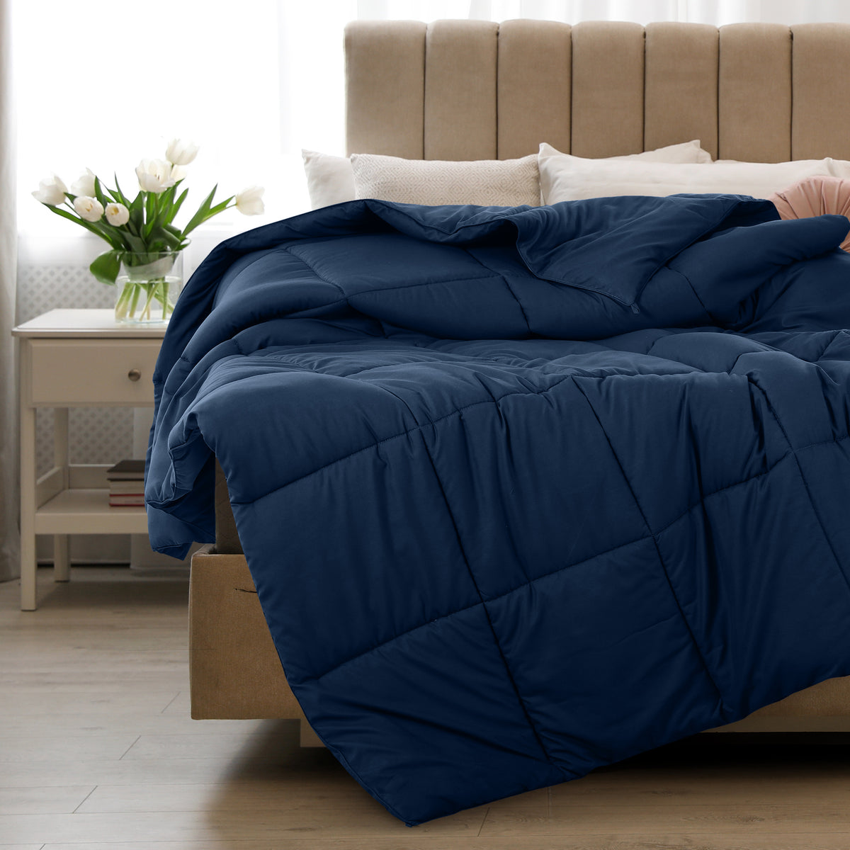 All Season Comforter with Corner Tabs & Box Stitching – Soft Fluffy Lightweight Hotel-Quality Duvet Insert for Twin Queen King, Breathable Year-Round Bedding