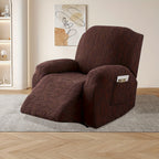Stretch Recliner Sofa Slipcover Set of 4, Washable Couch Protector for Single Reclining Sofa with Elastic Base, Furniture Cover for Living Room