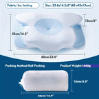 Cooling Neck Pillow Ergonomic Contour Support - Viscose Fill Breathable Cooling Cover, High-Loft Cervical Pillow for Side & Back Sleepers, Blue & Grey