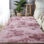 Plush Fluffy Area Rug Tie Dye Soft Indoor Carpet Non-Slip for Living Room Bedroom – Modern Home Decor Floor Mat | Multiple Sizes | Light Gray, Dark Gray, Black, Pink