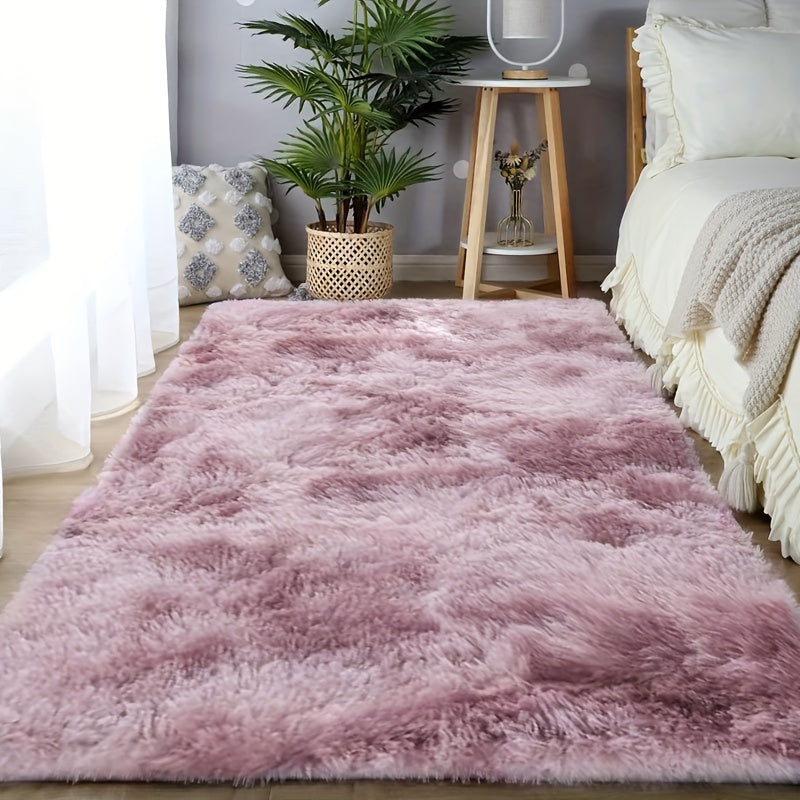 Plush Fluffy Area Rug Tie Dye Soft Indoor Carpet Non-Slip for Living Room Bedroom – Modern Home Decor Floor Mat | Multiple Sizes | Light Gray, Dark Gray, Black, Pink