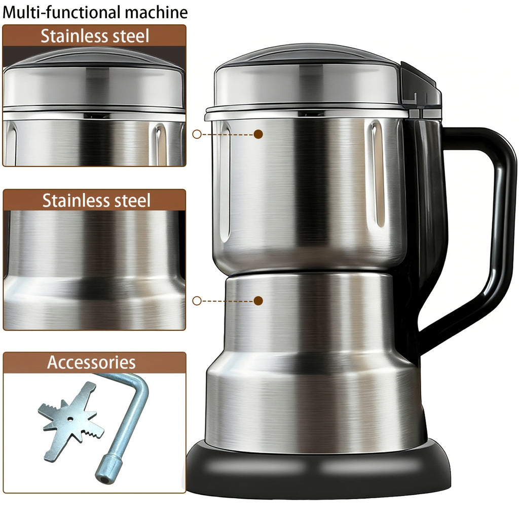 300W Electric Coffee Grinder & Spice Mill – Stainless Steel Blade, Food-Safe, One-Touch Grinding for Espresso, Beans, Grains | Nuvia Haven