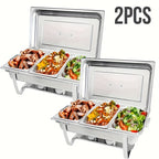 3-Compartment Buffet Food Warmer Chafing Dish Set with Water Tray, Cover & Baking Tray – Stainless Steel Party Server for Holidays, Birthdays & Catering Events