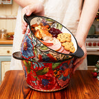 Giant Bohemian Hand-Painted Ceramic Bowl with Handles 101oz – Extra Large Microwave Oven Dishwasher Safe Serving Bowl for Soup, Salad & Family Dining – 2 or 4 Piece Set