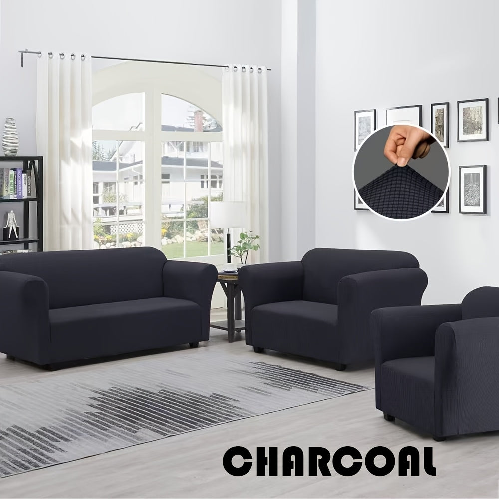 Stretch Sofa Cover Set 2 or 3 Piece Form Fit Wrinkle Free Couch Slipcover for Sofa Loveseat Armchair Polyester Spandex Furniture Protector