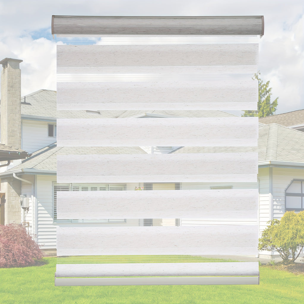Cordless Zebra Blinds Day Night Dual Layer Window Shades for Home & Office – Free Stop Light Control, Easy Install, 4 Colors & Custom Widths