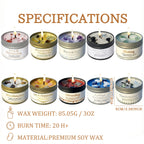 Manifestation Candle – Scented Soy Wax Candle with Golden Crystal & Guidance Card, 3oz, 12+ Hr Burn, for Focus, Meditation & Yoga | Abundance & Law of Attraction Gift for Women (1 or 2 Pack)