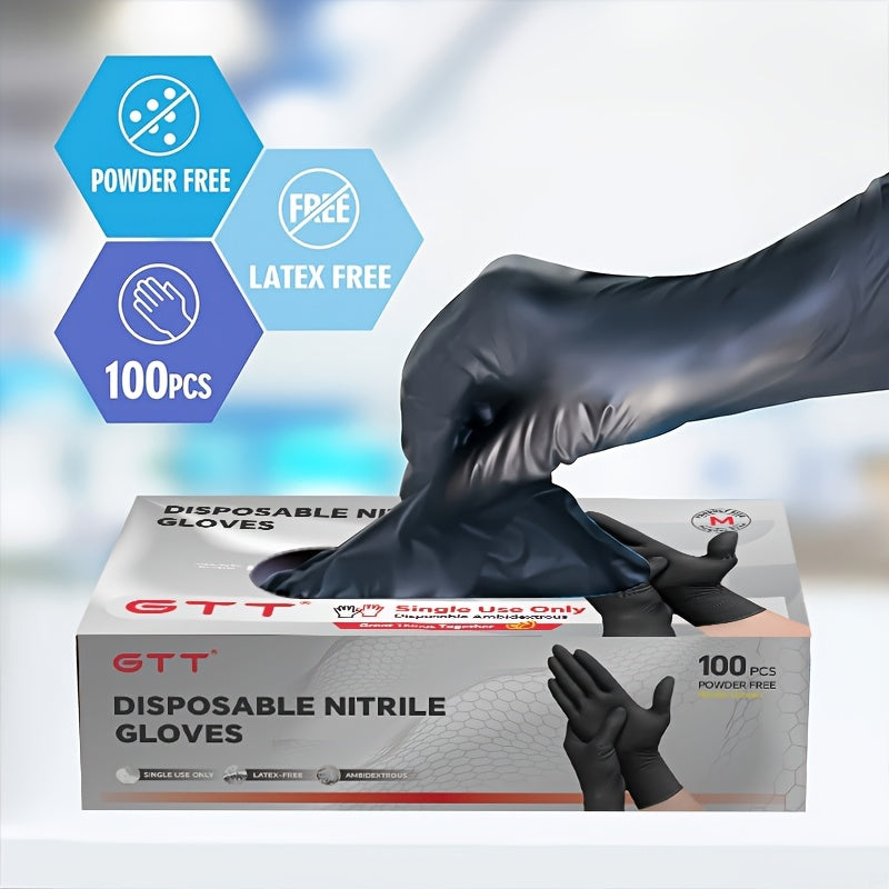 Black Disposable Nitrile Gloves 500PCS 6.7 Mil Thick Latex-Free & Powder-Free – 5 Boxes of 100, Textured Grip for Cooking, Food Handling, Cleaning & Hair Coloring, S/M/L/XXL
