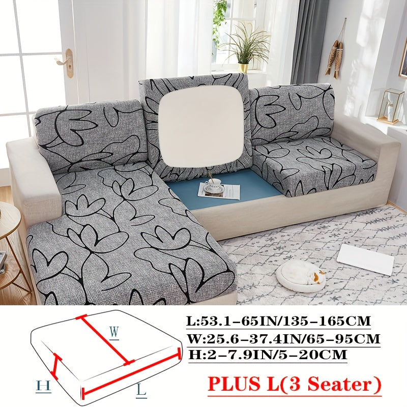 Floral Pattern Sofa Cover Breathable Soft Machine Washable All Season Light Grey Fits 1 to 4 Seater Chaise Longue and Backrest Options