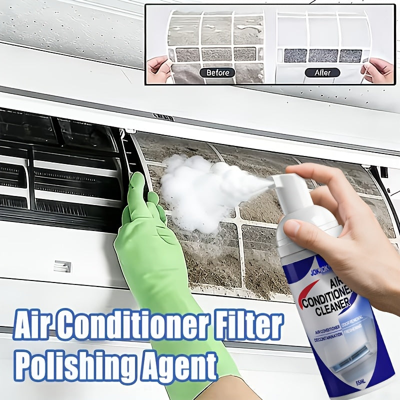 No-Disassembly AC Foam Cleaner 2.03oz with Cleaning Towel – Removes Dust, Odors & Grime from Air Conditioner Casing & Filter Screen | Long-Lasting Freshness