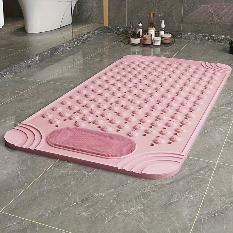 Non-Slip Bath Mat with Massage Buttons - Anti-Slip PVC Shower & Bathtub Safety Pad, 0.35" Thick, Polka Dot Pattern, Rectangular Bathroom Mat for Shower, Tub & Wet Floors - 6 Colors