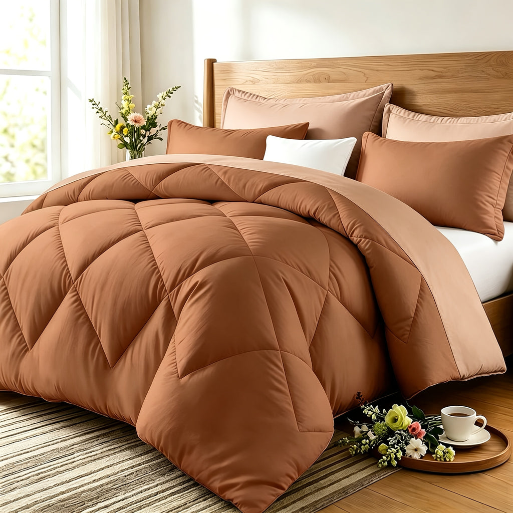 Quilt Set 3 Piece Lightweight Breathable Comforter with Pillowcases - Diamond Pattern Ultra-Fine Fiber Soft Bedding Set 42 Colors Twin Queen King Pinch Pleat