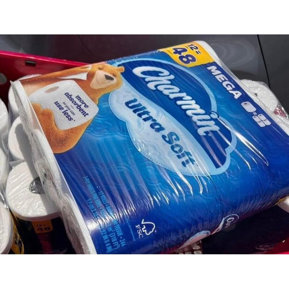 Charmin Ultra Soft Mega Roll Toilet Paper 12 Count, 2-Ply Cushioned Comfort Clog-Safe Septic-Safe Unscented, 75% More Absorbent Premium Bathroom Tissue