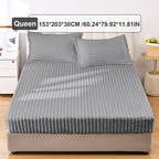 Fuzzy Fleece Fitted Sheet Plush Warm Winter Bedding Stripe Rabbit Fur Soft Thickened Bed Cover Machine Washable Twin Queen King Dark Gray Beige Space Gray