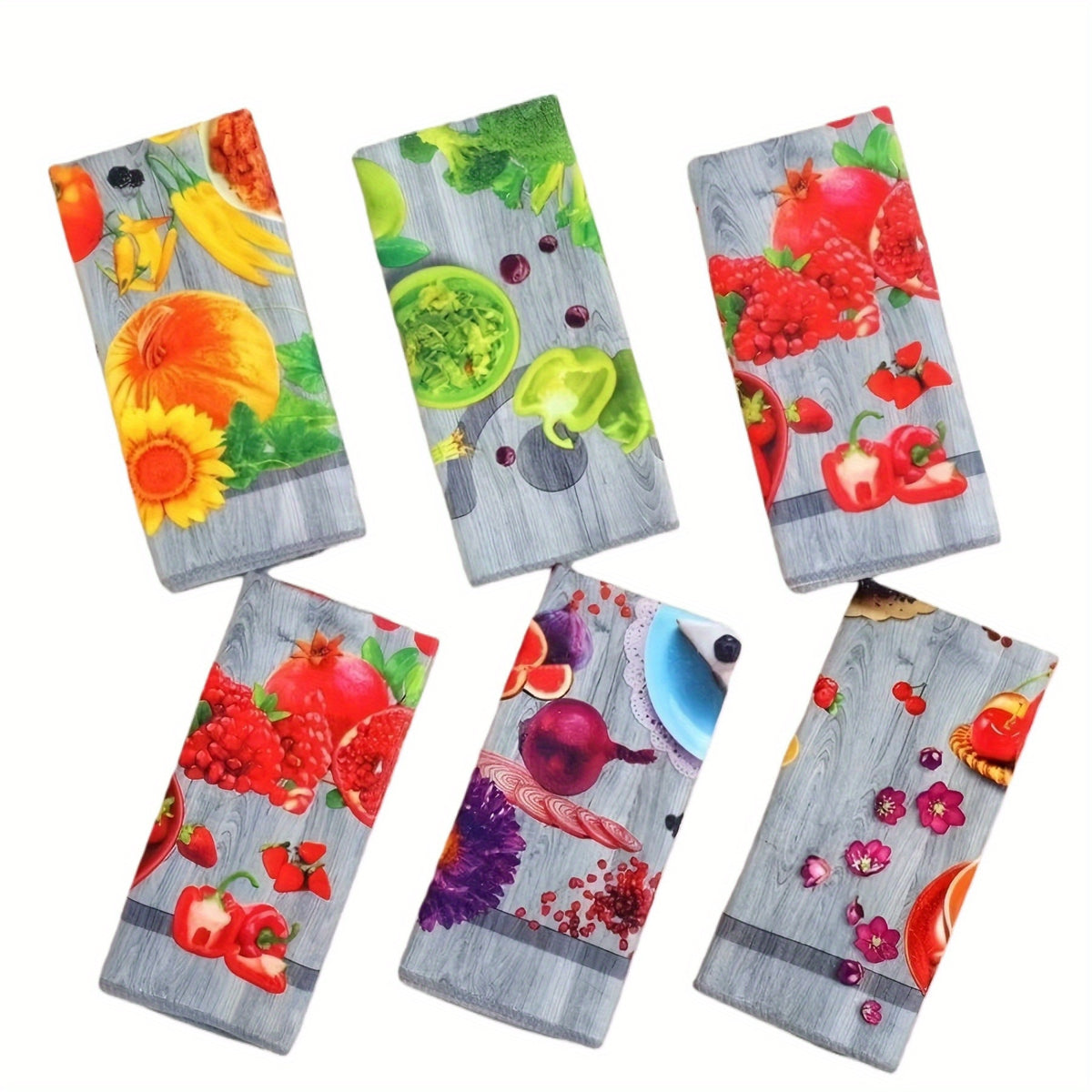 Kitchen Towels Set of 6 Colorful Printed Dishcloths Soft Absorbent Holiday Tea Towels Hand Towels Decorative Kitchen Decor Cleaning Supplies