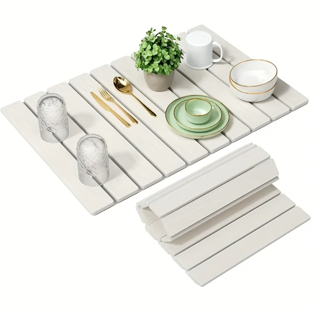 Diatomite Dish Drying Mat Set 7pcs, Super Absorbent Fast-Dry Kitchen Counter Mat, Heat Resistant Trivet & Non-Slip Foldable Stone Texture Mat for Dishes, Sink & Bathroom, Food Safe, Great Gift