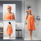 Extra Large Bath Wrap Skirt & Shower Cap Set of 2 – Super Absorbent Coral Fleece Body Wrap Towel, Adjustable M–XXXXL | Home, Travel, Sauna & Spa