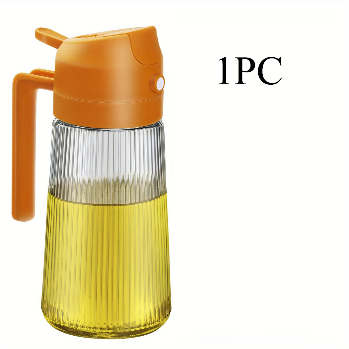 16oz Glass Oil Dispenser Bottle 2-in-1 Spray & Pour – Ribbed Olive Oil Sprayer for Kitchen Cooking, Refillable Glass Oil Spritzer with Leak-Proof Pourer, 1pc or 2pcs