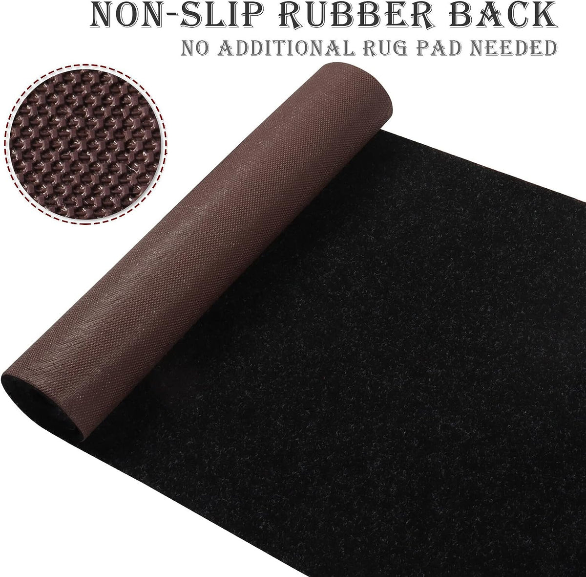 Runner Rug for Hallway Entryway Kitchen – Indoor Outdoor Non-Slip Rubber Backing, 200+ Custom Sizes, 8 Colors, Stain Resistant Low Pile Carpet Runner