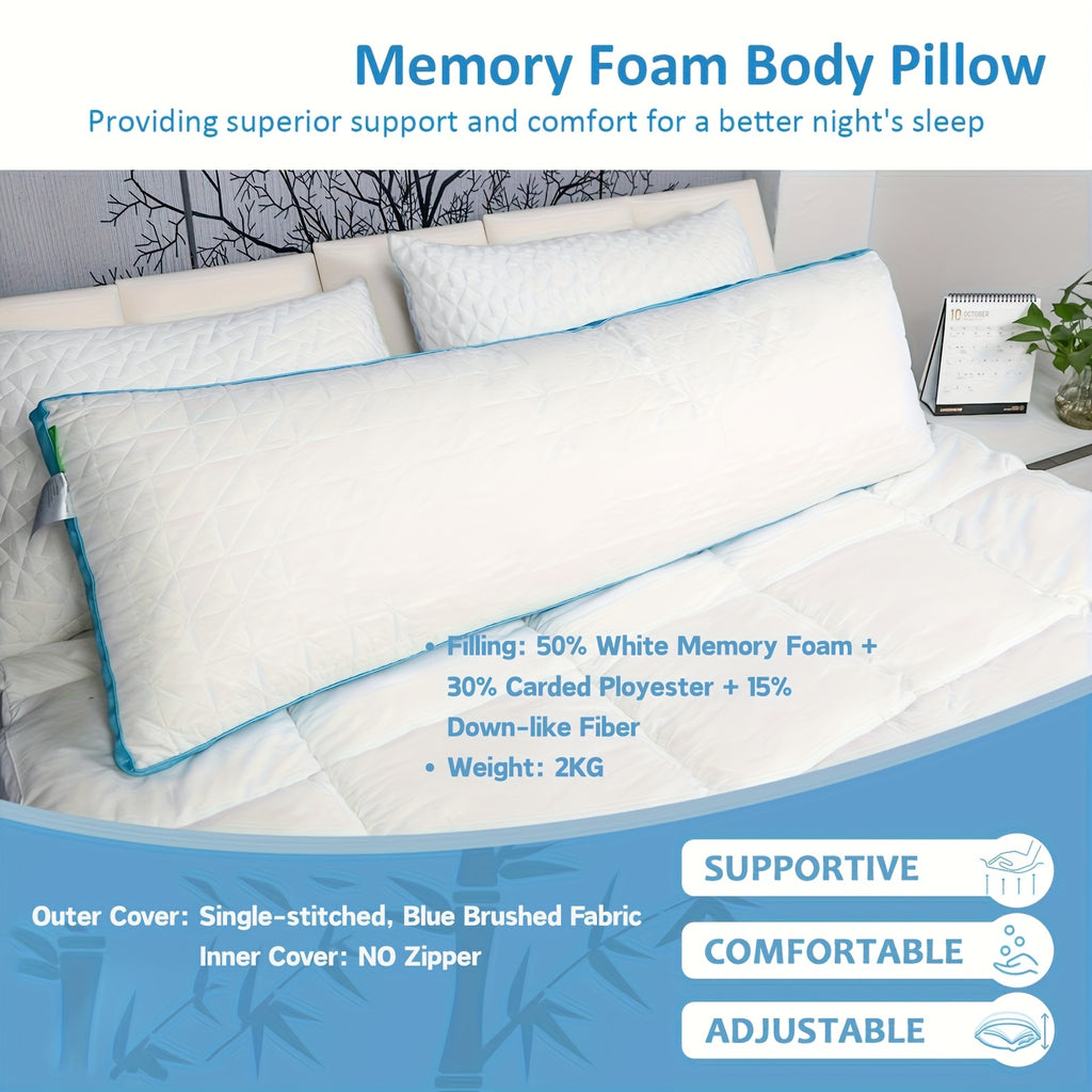 Firm Full Body Pillow for Adults – Long Bed Pillow for Side, Back & Stomach Sleepers | Supportive Body-Length Sleep Pillow in Grey & Pink