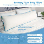Firm Full Body Pillow for Adults – Long Bed Pillow for Side, Back & Stomach Sleepers | Supportive Body-Length Sleep Pillow in Grey & Pink