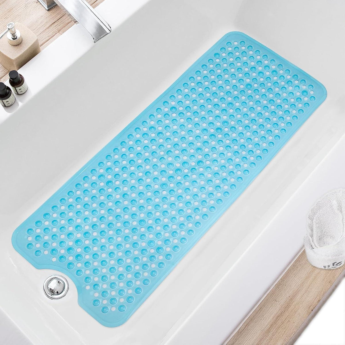 Foldable Non-Slip Shower Mat PVC Bathtub Mat with Suction Cups – 27.56x15.75 Inch, Compact & Easy to Store, Black Bathroom Safety Mat
