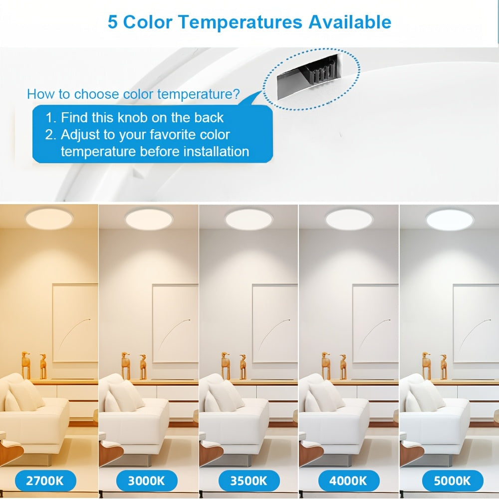LED Flush Mount Ceiling Light 12 Inch 5CCT Dimmable – 22W 2400LM Modern Round Flat Panel Light for Bedroom, Living Room & Dining Room, 2/4/6 Pack