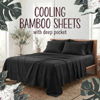 Bamboo Fiber 4-Piece Bedding Set Hypoallergenic Temperature Regulating Deep Pocket - Wrinkle Free All Season Bed Set Twin Full Queen King 12 Colors