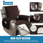 Quilted Recliner Sofa Cover Anti-Slip Wear-Resistant 4-Layer Fabric Dual Side Pockets Machine Washable Pet Home Bedroom Living Room 10 Colors 2 Sizes