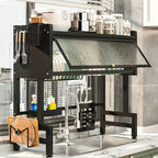 Multi-Tier Dish Rack with Dust-Proof Cover – Black Kitchen Countertop Drying Rack for Dishes, Drain Rack for Kitchen Sink, Space-Saving Utensil Storage Organizer for Household Kitchen