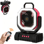 Camping Fan 20000mAh Rechargeable with LED Light, Remote Control, 270° Oscillation & Power Bank – 4 Speeds, 59-Hour Battery, 3 Use Modes