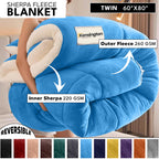 480GSM Heavy Sherpa Fleece Blanket Double-Sided Reversible Warm Throw for Couch Bed Office Travel All Season Comfort Sofa Decoration Holiday Gift