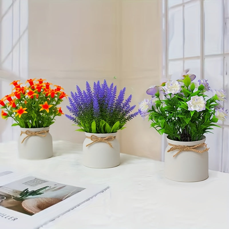 Artificial Potted Plants Set of 6 - Mini Fake House Plants with Pots and Realistic Faux Greenery - Low-Maintenance Plastic Plants for Office Desk, Shelf, Tabletop, Doorway and Year-Round Home Decor