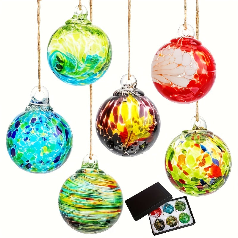 Hand-Blown Glass Witch Balls Friendship Balls Set of 6 Hanging Glass Gazing Spheres for Garden Home Classroom Christmas Halloween Thanksgiving Birthday Gift