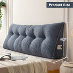 Wedge Headboard Pillow with Side Pocket Triangular Bed Reading Backrest Bolster, Teddy Velvet Removable Washable Cover Bed Gap Filler for Twin Queen King, 7 Colors