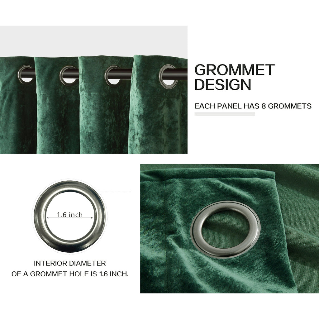 Luxury Distressed Crushed Velvet Curtains - 4-Piece Set (2 Panels + 2 Tiebacks), Grommet Top, Room Darkening | 10 Colors, 3 Sizes
