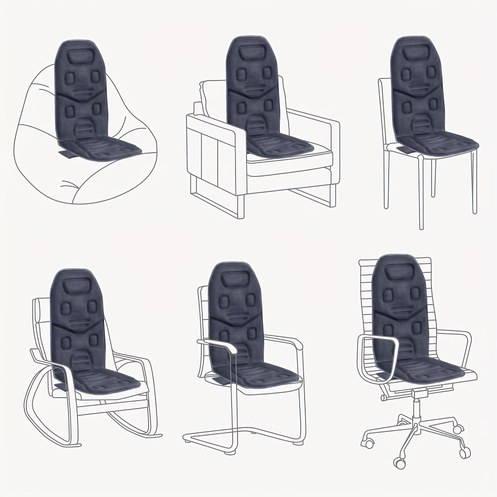 Heated Massage Seat Cushion with 10 Vibration Motors – 5 Modes 3 Intensity Levels Back & Seat Warmer Pad for Recliner Office Chair, 30-Min Auto Shut-Off, Father's Day Mother's Day Gift