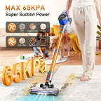 8-in-1 Cordless Stick Vacuum 65KPa with Detachable Battery Display – Lightweight Handheld Bagless Vacuum, 45-Min Runtime, 2200mAh for Hardwood Floors, Carpets & Pet Hair