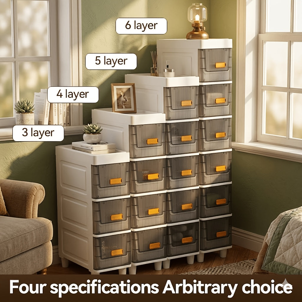 Slim Rolling Storage Cabinet with Drawers – Narrow Gap Organizer for Bathroom, Kitchen & Refrigerator Side Spaces, Multi-Layer Pull-Out Drawer Unit