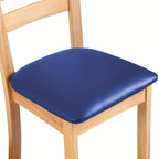 Waterproof Faux Leather Dining Chair Seat Covers 4/6 Pack – Stretch PU Fabric Removable Washable Chair Cushion Slipcovers for Dining Room Kitchen Hotel Home Decor, Hook & Loop Closure