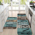Kitchen Floor Mat Set 2 Piece Patchwork Anti-Fatigue Rug – Diatomite Non-Slip Rubber Backing Water Absorbent Machine Washable for Kitchen Bathroom Entryway