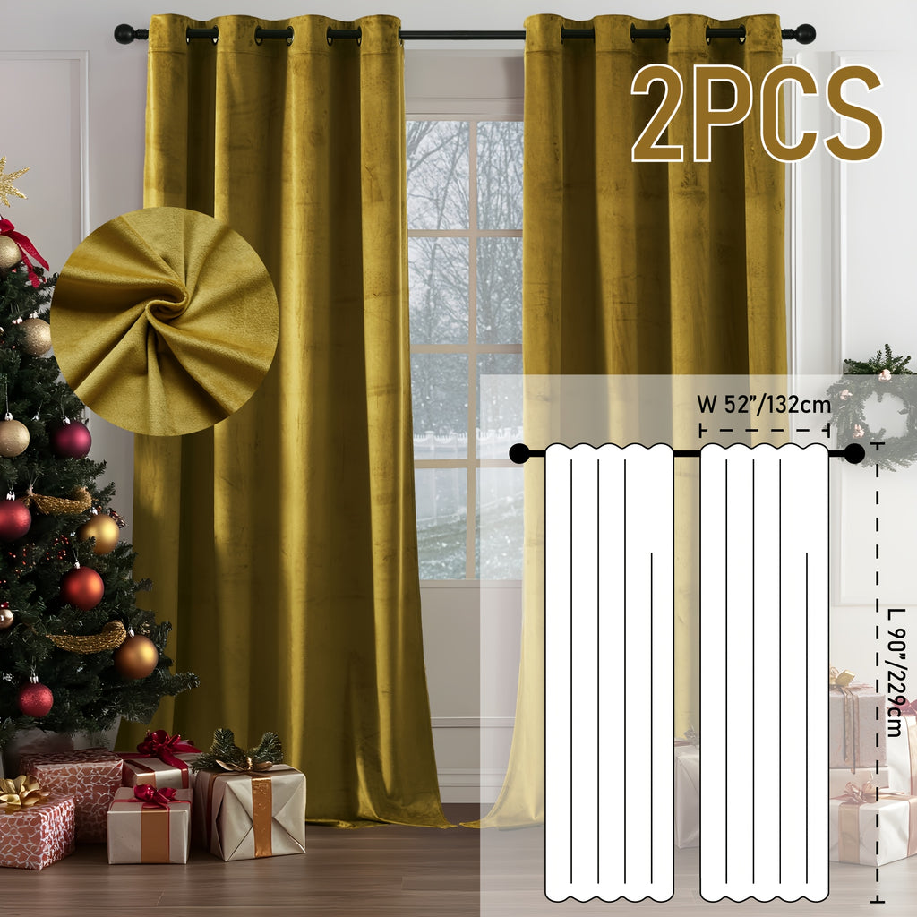 Luxury Velvet Blackout Curtains (Set of 2) | Thermal Insulated, Noise Reducing | Living Room & Bedroom
